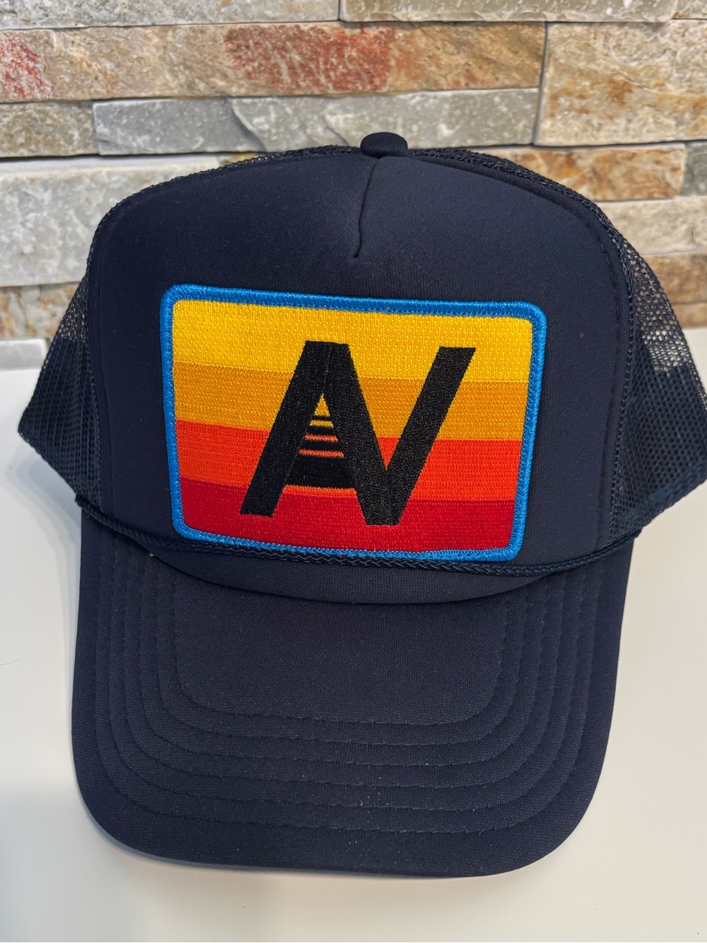 Aviator Nation Navy Rainbow Logo Trucker Hat Vintage Snapback NWT